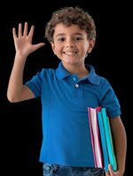 child waving